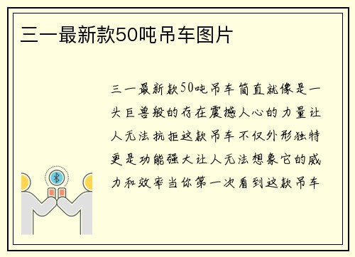 三一最新款50吨吊车图片